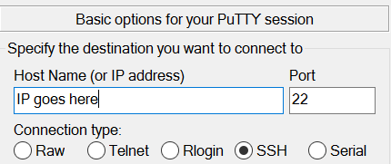 PuTTY login